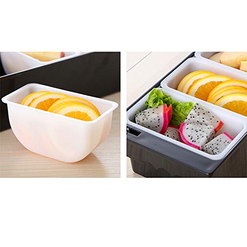 Ice Cooled Condiment Serving Container, 6-Tray Iced Cooled Garnish Station Serving Tray with lid for Home Work or Restaurant Salad Platter