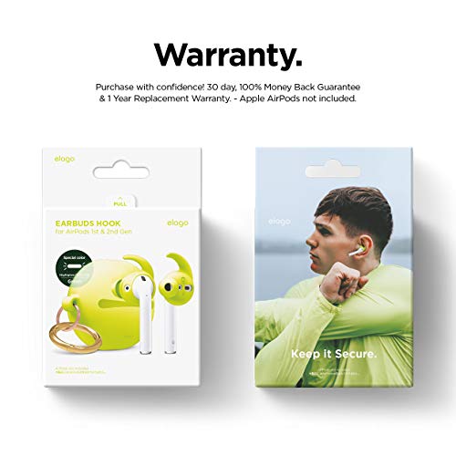 elago Earbuds Hook Cover Compatible with Apple AirPods 2 & 1 or EarPods Ergonomic Design, Durable Construction, Full Access [4 Pairs: 2 Large + 2 Small] (Neon Yellow)