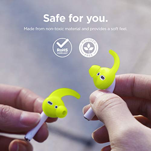 elago Earbuds Hook Cover Compatible with Apple AirPods 2 & 1 or EarPods Ergonomic Design, Durable Construction, Full Access [4 Pairs: 2 Large + 2 Small] (Neon Yellow)