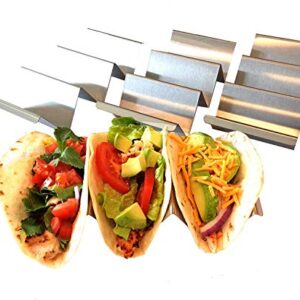 OH Ovation Home Stainless Steel Taco Holders with Handles - Hold 3 Tacos Each (4)