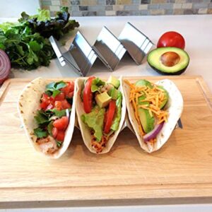 OH Ovation Home Stainless Steel Taco Holders with Handles - Hold 3 Tacos Each (4)