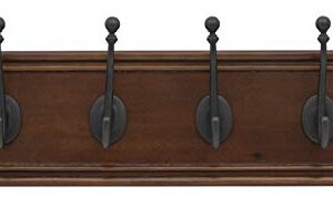 Hickory Hardware Cottage Collection Coat Rack/Hook Rail 4 Coat and Hat Hooks 20 Inch Long Medium Wood Grain with Vintage Bronze Finish