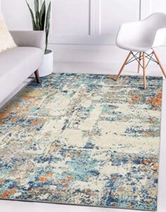 luxe weavers abstract blue multi colored 8 x 10 modern area rug