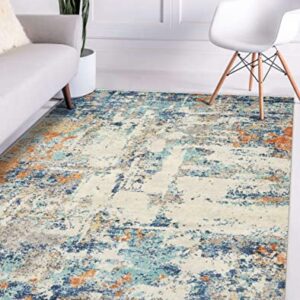 LUXE WEAVERS Abstract Blue Multi Colored 8 x 10 Modern Area Rug