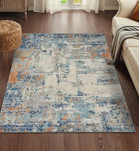 LUXE WEAVERS Abstract Blue Multi Colored 8 x 10 Modern Area Rug