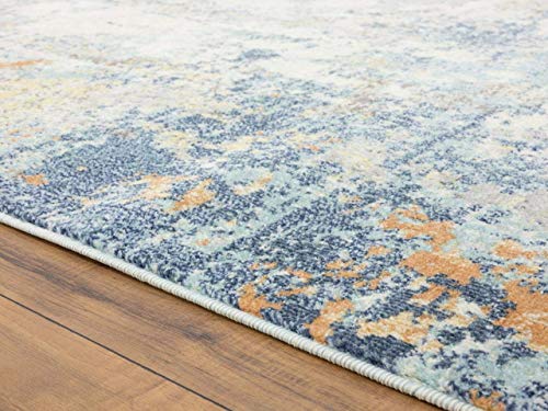 LUXE WEAVERS Abstract Blue Multi Colored 8 x 10 Modern Area Rug