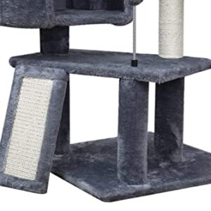 WIKI Newest 36.6 Cat Tree with Cat Condo and Hanging Hammock,Grey