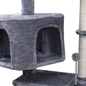 WIKI Newest 36.6 Cat Tree with Cat Condo and Hanging Hammock,Grey