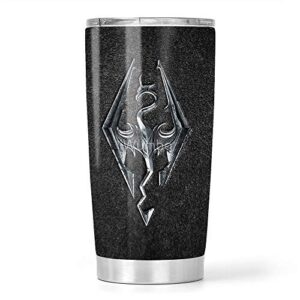 skyrim logo iron embossed in granite stainless steel tumbler 20oz travel mug