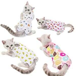 Professional Surgery Recovery Suit for Cats Paste Cotton Breathable Surgery Suits for Abdominal Wounds and Skin Diseases for Cats Dogs, After Surgery Wear Suit (M (6-8 lbs), Doughnut)