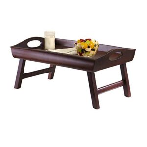 23.5" antique walnut elegant sedona rectangular bed tray with foldable legs and large handle