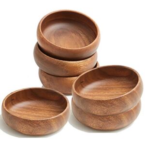 woodard & charles acacia wood snack serving bowl, set of 4, 6" x 2" (set of 6)