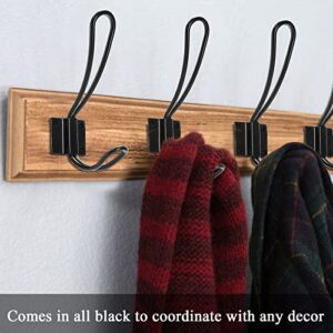 Tebery 16 Pack Rustic Double Looped Entryway Hooks Black Decorative Wall Mounted Coat Hooks with Screws