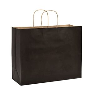 Paper Bags with Handles - 16x6x12 Inch 100 Pack Extra Large Black Gift Bags, Kraft Paper Totes for Gift Wrapping, Wedding & Birthday Party Favor, Small Business, Retail, Grocery & Shopping Use, Bulk