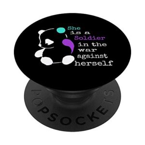 she is a soldier semicolon gift suicide prevention awareness popsockets popgrip: swappable grip for phones & tablets
