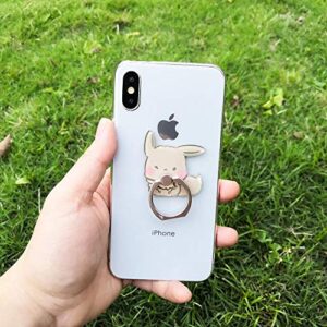 ZOSTLAND 3PCS Fairy Fat Monster Phone Ring, Universal 360°Adjustable Phone Case Finger Stand Holder Desk Stent Mount Car Hook Compatible with All iPhone 13 12 11 XS MAX X Plus iPad (Fox Puff Bear)