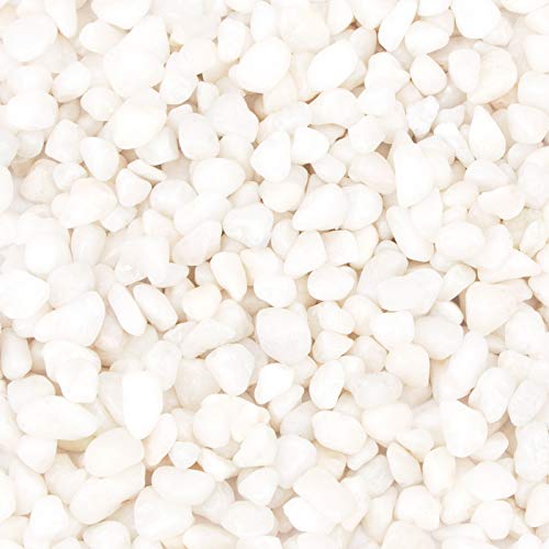 [18 Pounds] White Pebbles Aquarium Gravel River Rock,Natural Polished Decorative Gravel,Garden Ornamental Pebbles Rocks,White Stones,Polished Gravel for Landscaping Vase Fillers White Mini (White)