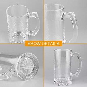 QAPPDA Beer Mugs Set,Glass Mugs With Handle 16oz,Large Beer Glasses For Freezer,Beer Cups Drinking Glasses 500ml,Pub Drinking Mugs Stein Water Cups For Bar,Alcohol,Beverages Set of 8 KTZB02…