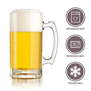 QAPPDA Beer Mugs Set,Glass Mugs With Handle 16oz,Large Beer Glasses For Freezer,Beer Cups Drinking Glasses 500ml,Pub Drinking Mugs Stein Water Cups For Bar,Alcohol,Beverages Set of 8 KTZB02…