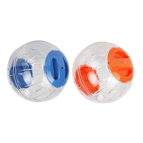 balacoo 2pcs Small Pet Rolling Ball Toy Clear Hamster Exercise Ball for Gerbils Chinchillas Guinea Pigs Animals (Random Color,Small Size)