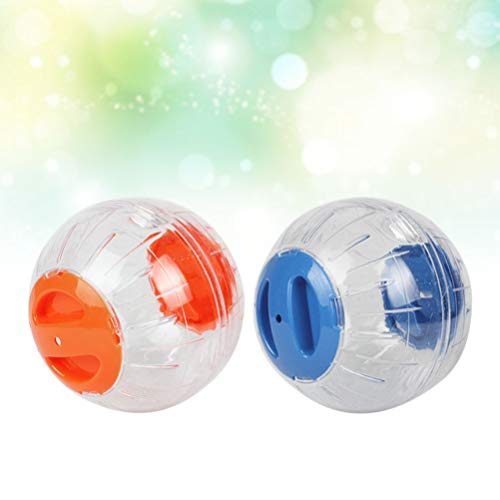 balacoo 2pcs Small Pet Rolling Ball Toy Clear Hamster Exercise Ball for Gerbils Chinchillas Guinea Pigs Animals (Random Color,Small Size)