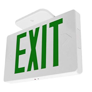 LFI Lights | Thin Green Exit Sign | All LED | White Thermoplastic Housing | Hardwired with Battery Backup | Optional Double Face and Knock Out Arrows Included | UL Listed | (1 Pack) | LEDT-G