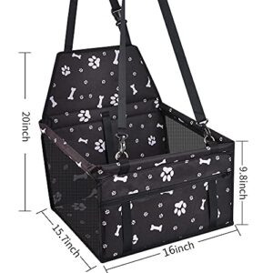 SWIHELP Dog Car Seat Travel Carrier Doggie Booster Cage, Oxford Breathable Folding Soft Washable Travel Bags for Cats or Other Small