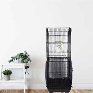 SYOOY Adjustable Bird Cage Seed Catcher Parrot Cage Nylon Mesh Net Birdcage Cover Feather Guard Soft Black Skirt Netting for Parrot Parakeet Macaw African Round Square Cage(Not Include Birdcage)