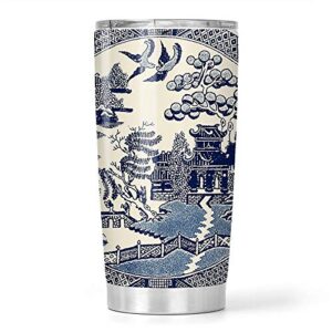 china blue willow stainless steel tumbler 20oz travel mug