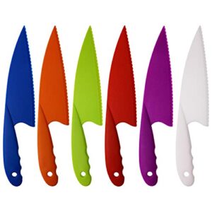 penta angel 6 colors plastic kitchen knife set nylon knife children safety cooking chef knives for fruit lettuce vegetable salad bread (6 colors)
