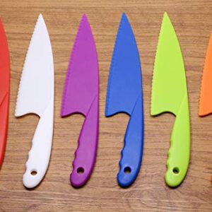 PENTA ANGEL 6 Colors Plastic Kitchen Knife Set Nylon Knife Children Safety Cooking Chef Knives for Fruit Lettuce Vegetable Salad Bread (6 Colors)