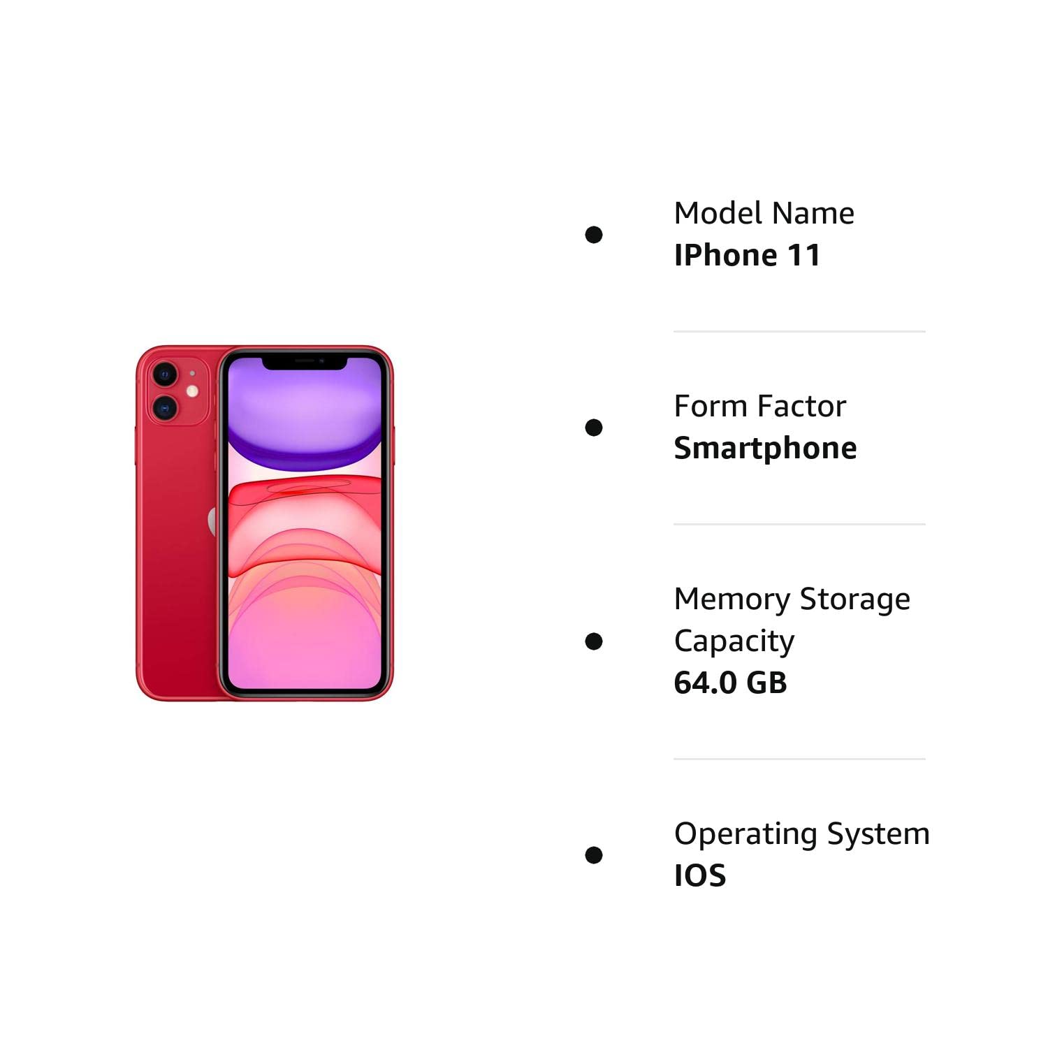 Apple iPhone 11, US Version, 64GB, Red - T-Mobile (Renewed)
