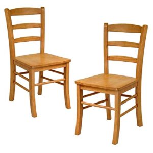 contemporary home living set of 2 light oak beige dining chairs with ladder backrest, 34.50