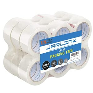 jarlink clear packing tape (18 rolls), heavy duty packaging tape for shipping packaging moving sealing, stronger & thicker 2.8mil, 1.88 inches wide, 60 yards per roll, 1080 total yards