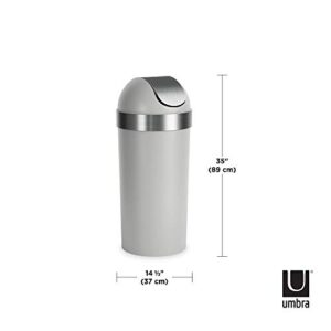 Umbra Venti Swing-Top 16.5-Gallon Kitchen Trash Lid– Large, 35-inch Tall Garbage Can for Indoor, Outdoor or Commercial Use, Grey