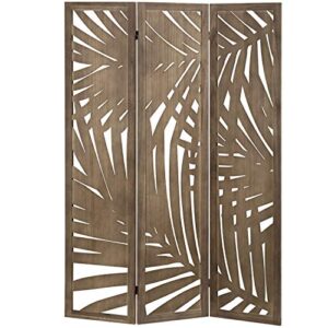 mygift 3 panel tropical palm leaf cutout design decorative wood room divider