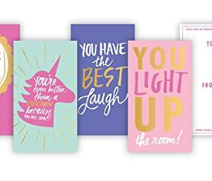 Kindness & Gratitude Cards, 50 Unique Designs and Quotes, Spread Joy & Appreciation, Illustrated With Fun and Motivation Inspired Phrases With Gold Embossing