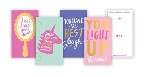 Kindness & Gratitude Cards, 50 Unique Designs and Quotes, Spread Joy & Appreciation, Illustrated With Fun and Motivation Inspired Phrases With Gold Embossing