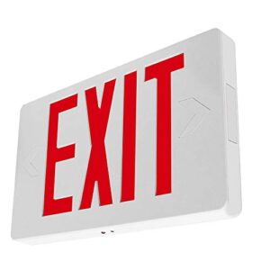 lfi lights | thin red exit sign | all led | white thermoplastic housing | hardwired with battery backup | optional double face and knock out arrows included | ul listed | (1 pack) | ledt-r