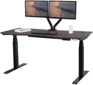 apexdesk flex series 60" electric height adjustable standing desk with curved top and memory preset controller (walnut)