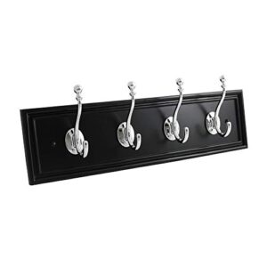 hickory hardware cottage collection coat rack/hook rail 4 coat and hat hooks 20 inch long black with chrome finish