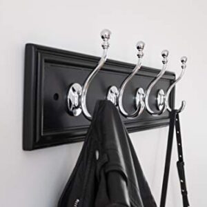 Hickory Hardware Cottage Collection Coat Rack/Hook Rail 4 Coat and Hat Hooks 20 Inch Long Black with Chrome Finish