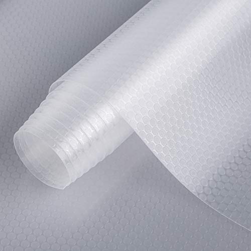 HooTown Refrigerator, Freezer, fridge Shelf Liners and Drawer Mats 11.8 Inch Wide x 6.5 Feet Long, Non Adhesive EVA Plastic Washable Waterproof Pads for Kitchen Cabinet, Pantry Closet, Cupboard, Clear