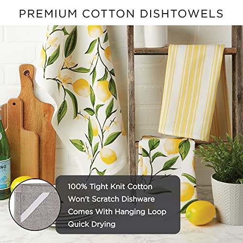 DII Lemon Bliss Kitchen Collection, Dishtowel Set, 4 Count