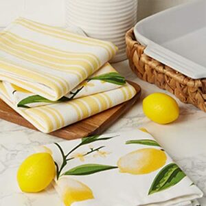 DII Lemon Bliss Kitchen Collection, Dishtowel Set, 4 Count