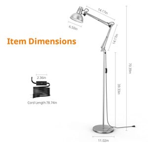 LEPOWER Floor Lamp, Swing Arm Floor Standing Lamp, Industrial Floor Lamp with Heavy Metal Base, E26 Lamp Base Floor Light, Modern Standing Reading Lamp for Living Room, Bedroom, Study Room, Office