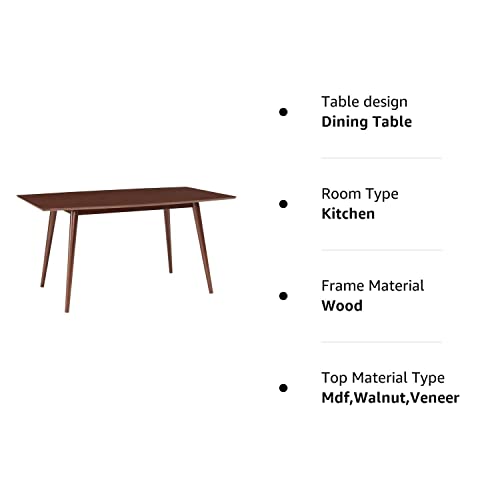 Walker Edison 6 Person Simple Wood Room Kitchen Table, Walnut