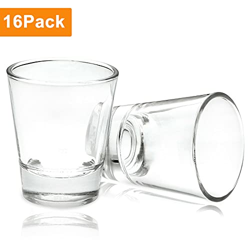 Farielyn-X 16 Pack 1.5-Ounce Heavy Base Shot Glass Set, Whiskey Shot Glass, Clear Glass