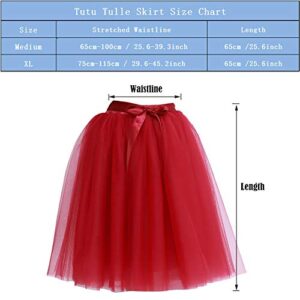 TOPCHANCES Women's Tulle Skirt,50s Vintage Petticoat Retro Underskirt A Line Knee Length Adult Skirt with Sash Costume for Party Gown Prom Formal (L/Wasitline 25.6in-39.3in,Length 25.6in, Gray)