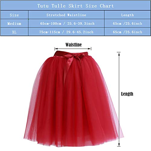 TOPCHANCES Women's Tulle Skirt,50s Vintage Petticoat Retro Underskirt A Line Knee Length Adult Skirt with Sash Costume for Party Gown Prom Formal (L/Wasitline 25.6in-39.3in,Length 25.6in, Gray)